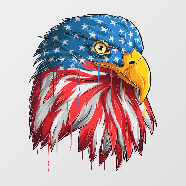 American Patriotic USA Flag Bald Eagle July 4th  Wall Decal (Front)
