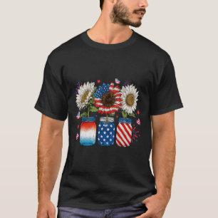 American Patriotic Usa Flag Jars With Sunflower 4t T-Shirt