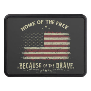 American Patriotism Distressed Home of the free Hitch Cover