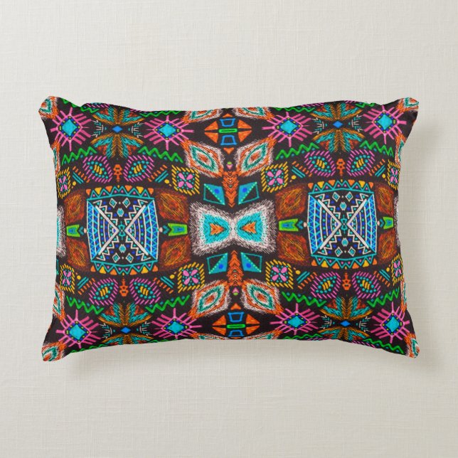 American pattern. Ikat seamless print. Indian desi Accent Pillow (Front)