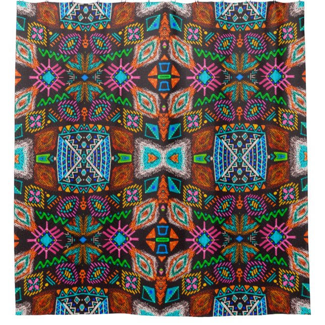 American pattern. Ikat seamless print. Indian desi Shower Curtain (Front)