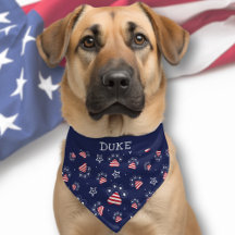 American Paw Star Pattern Red White Blue Pet Name