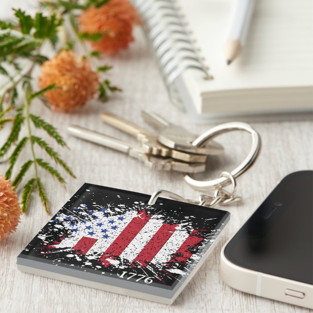 American Peace Flag 1776 American State National K Keychain (Front Right)