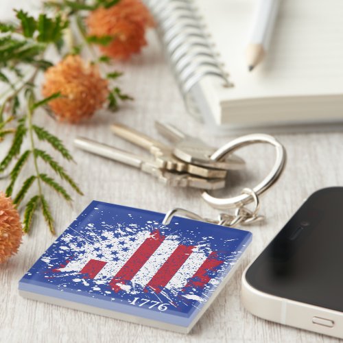 American Peace Flag 1776 American State National Keychain