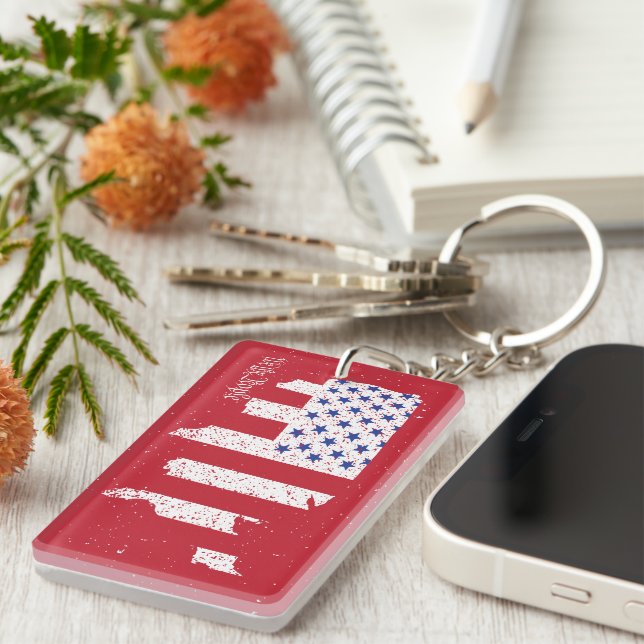 American Peace Flag America State National Keychain (Front Right)