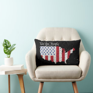 American Peace Flag We the People America Lumbar P Lumbar Pillow