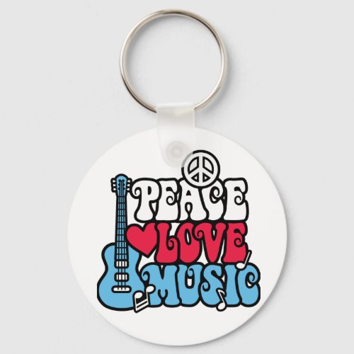 American Peace Love Music Keychain