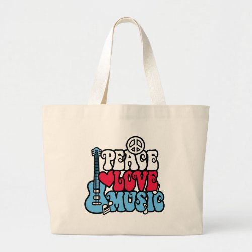American Peace Love Music Large Tote Bag