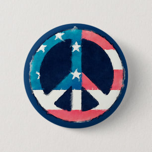 American Peace Sign grunge Button