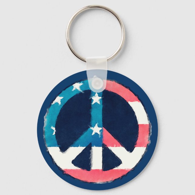 American Peace Sign grunge Keychain (Front)