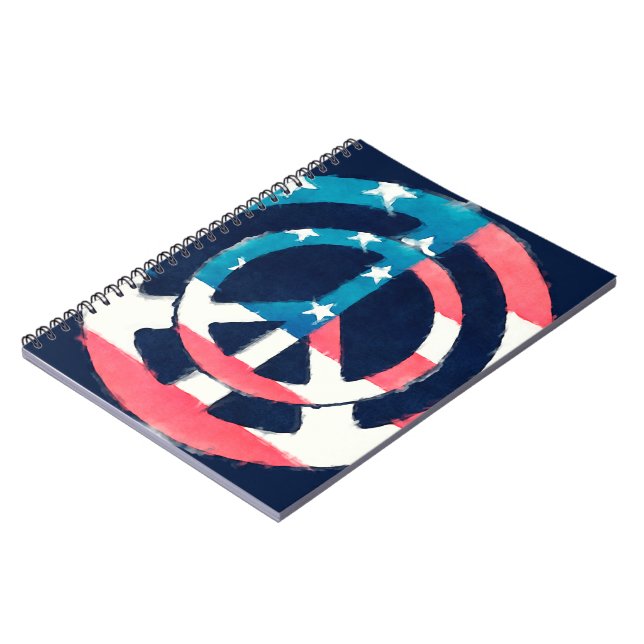 American Peace Sign grunge Notebook (Left Side)