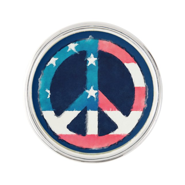 American Peace Sign grunge Pin (Front)