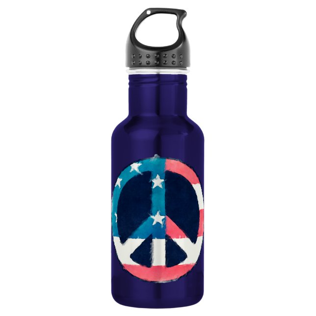 American Peace Sign grunge Water Bottle (Front)