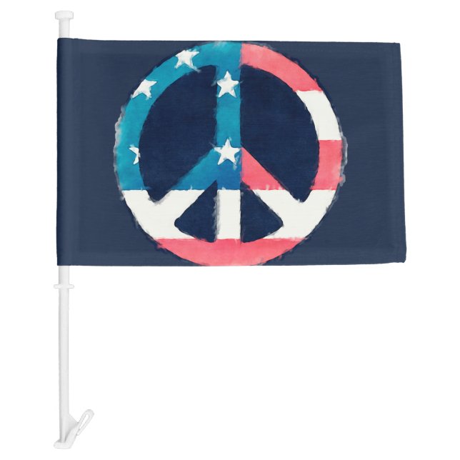 American Peace Sign grunge + your ideas Car Flag (Front)