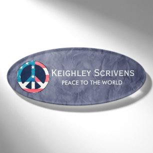 American Peace Sign grunge + your ideas Name Tag