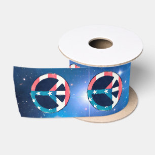 American Peace Sign grunge + your ideas Satin Ribbon