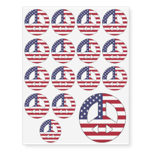 AMERICAN PEACE SYMBOL TEMPORARY TATTOOS