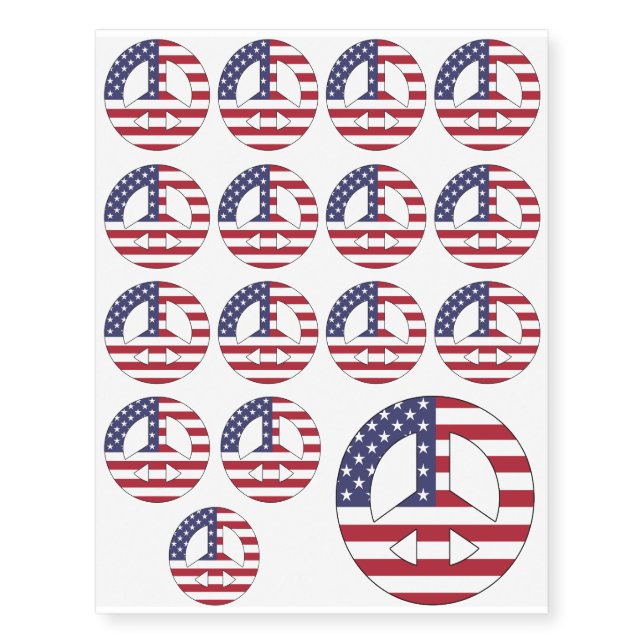AMERICAN PEACE SYMBOL TEMPORARY TATTOOS (Front)