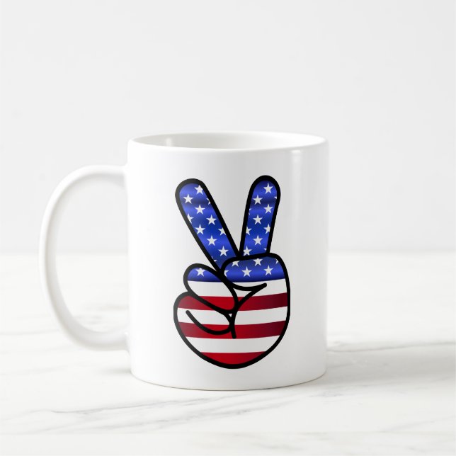 American peace/victory sign coffee mug (Left)