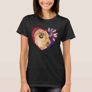 American Pekingese Dog Heart 4th Of July USA Flag  T-Shirt