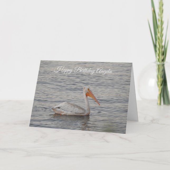 American Pelican on Mississippi River Birthday Card (Front)