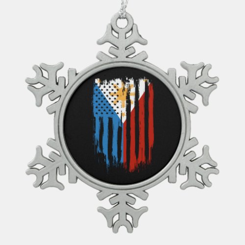 American Philippines Filipino Flag Snowflake Pewter Christmas Ornament