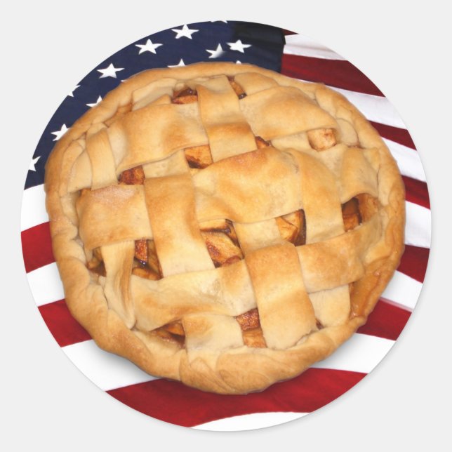 American Pie (Apple Pie with American Flag) Classic Round Sticker (Front)