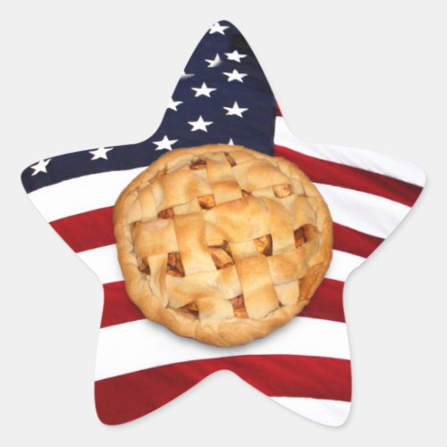 American Pie Apple Pie with American Flag Star Sticker
