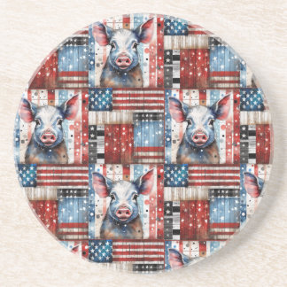American Pig Farm folk art Coaster