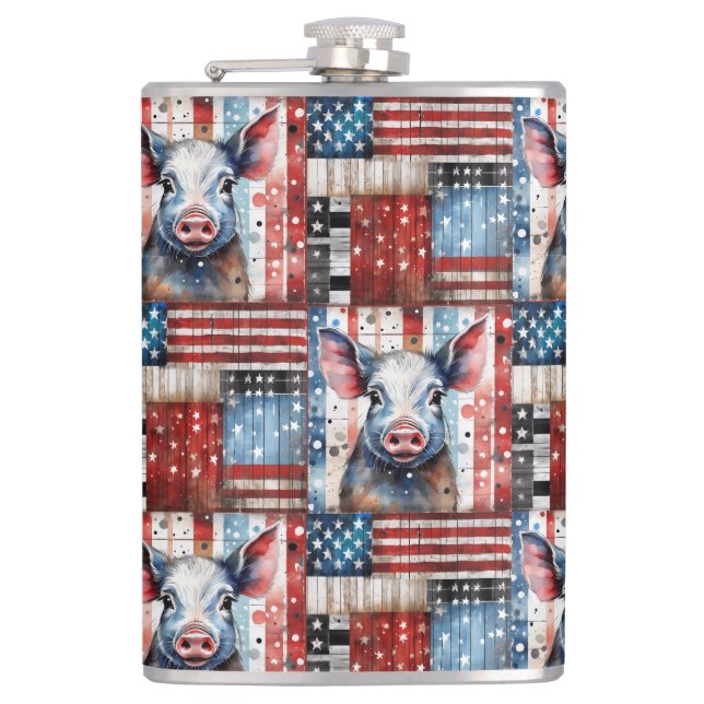 American Pig Farm folk art Flask (Front)