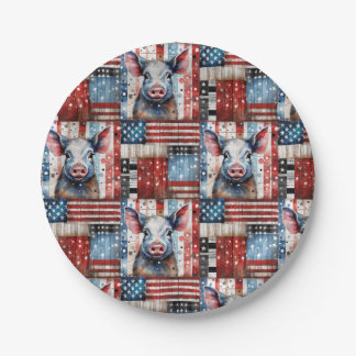 American Pig Farm folk art Paper Plates