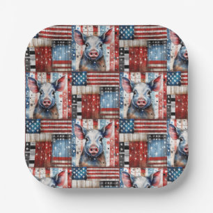 American Pig Farm folk art Paper Plates