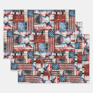 American Pig Farm folk art Wrapping Paper Sheets