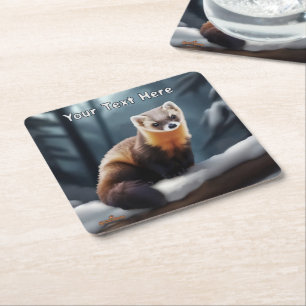 American Pine Marten Square Paper Coaster