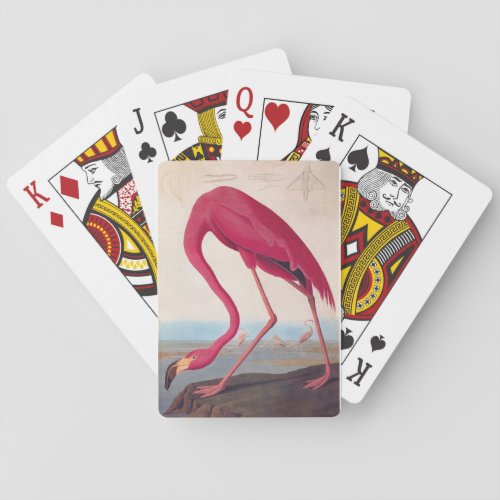 American Pink Flamingo Audubon Vintage Bird Art Poker Cards