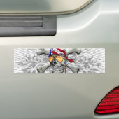 American Pirate Skull and Cross Bones Bumper Sticker (On Car)