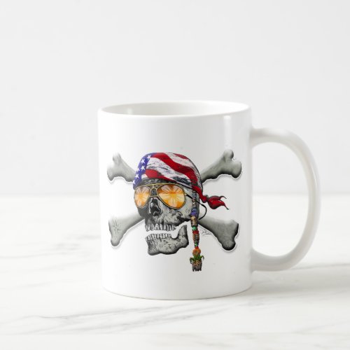American Pirate Skull and Cross Bones Coffee Mug