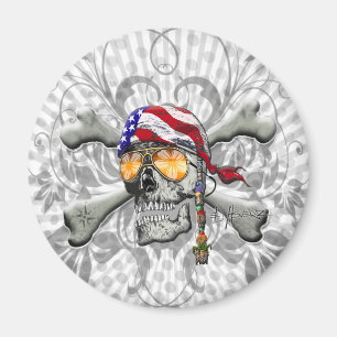American Pirate Skull and Cross Bones Magnet