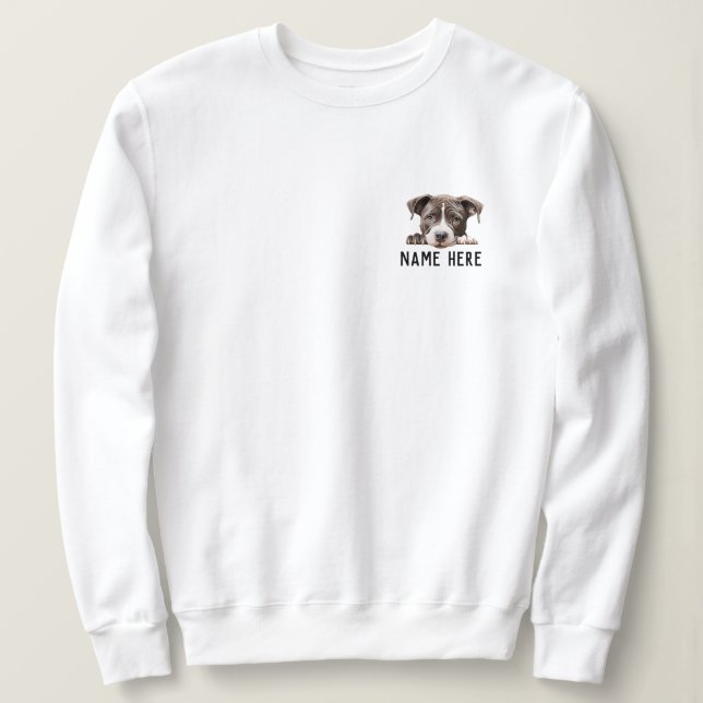 American Pit Bull Peeking Personalized  Sweatshirt (Design Front)