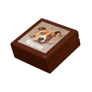 American Pit Bull Peeking Puppy Dog Pet Gift Box