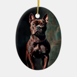 American pit bull terrier ceramic ornament