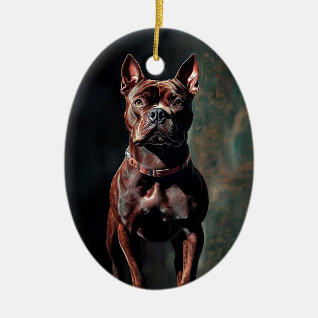 American pit bull terrier ceramic ornament (Front)