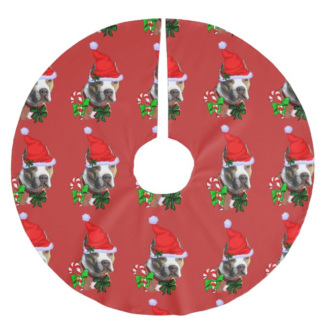 American Pit Bull Terrier Christmas Brushed Polyester Tree Skirt (Front)