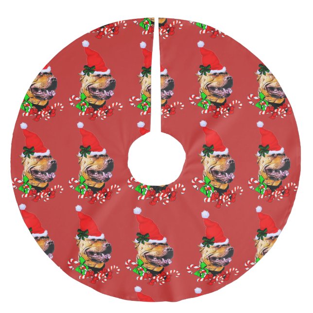 American Pit Bull Terrier Christmas Brushed Polyester Tree Skirt (Front)