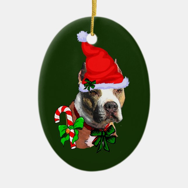 American Pit Bull Terrier Christmas Ceramic Ornament (Front)
