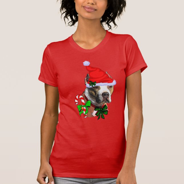 American Pit Bull Terrier Christmas T-Shirt (Front)