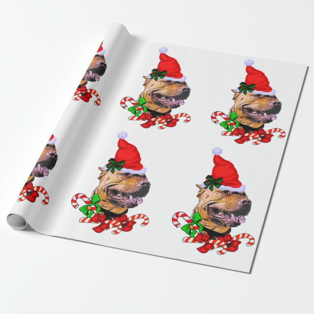 American Pit Bull Terrier Christmas Wrapping Paper (Unrolled)