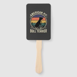 American Pit Bull Terrier Dog Vintage Sunset Rope Hand Fan