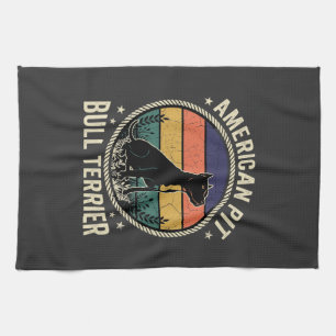 American Pit Bull Terrier Dog Vintage Sunset Rope Kitchen Towel