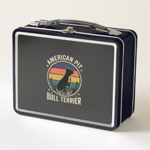 American Pit Bull Terrier Dog Vintage Sunset Rope  Metal Lunch Box